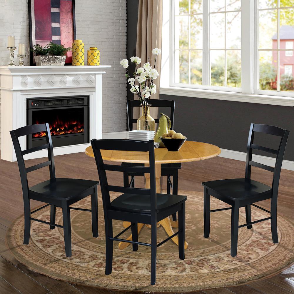 42 in. Dual Drop Leaf Table with 4  Ladder Back Dining Chairs