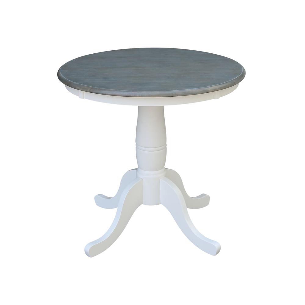 30" Round Top Pedestal Table - Dining Height - White/Heather Gray