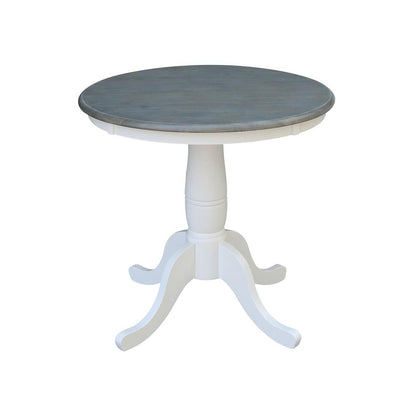 30" Round Top Pedestal Table - Dining Height - White/Heather Gray