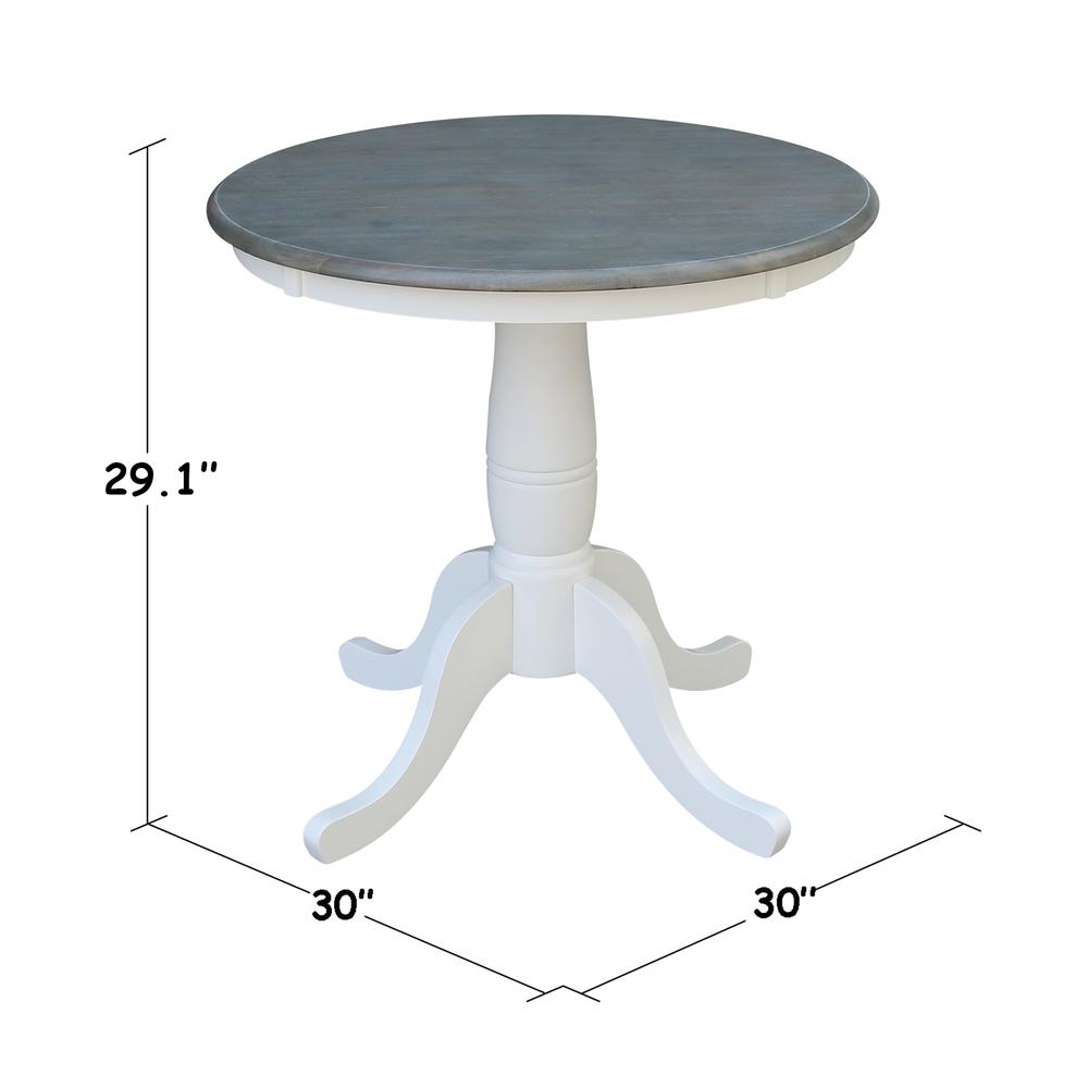 30" Round Top Pedestal Table - Dining Height - White/Heather Gray