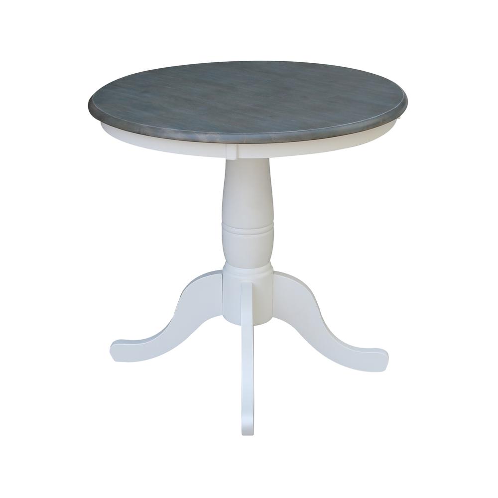30" Round Top Pedestal Table - Dining Height - White/Heather Gray