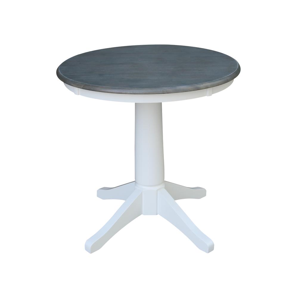 30" Round Top Pedestal Table - Dining Height - White/Heather Gray