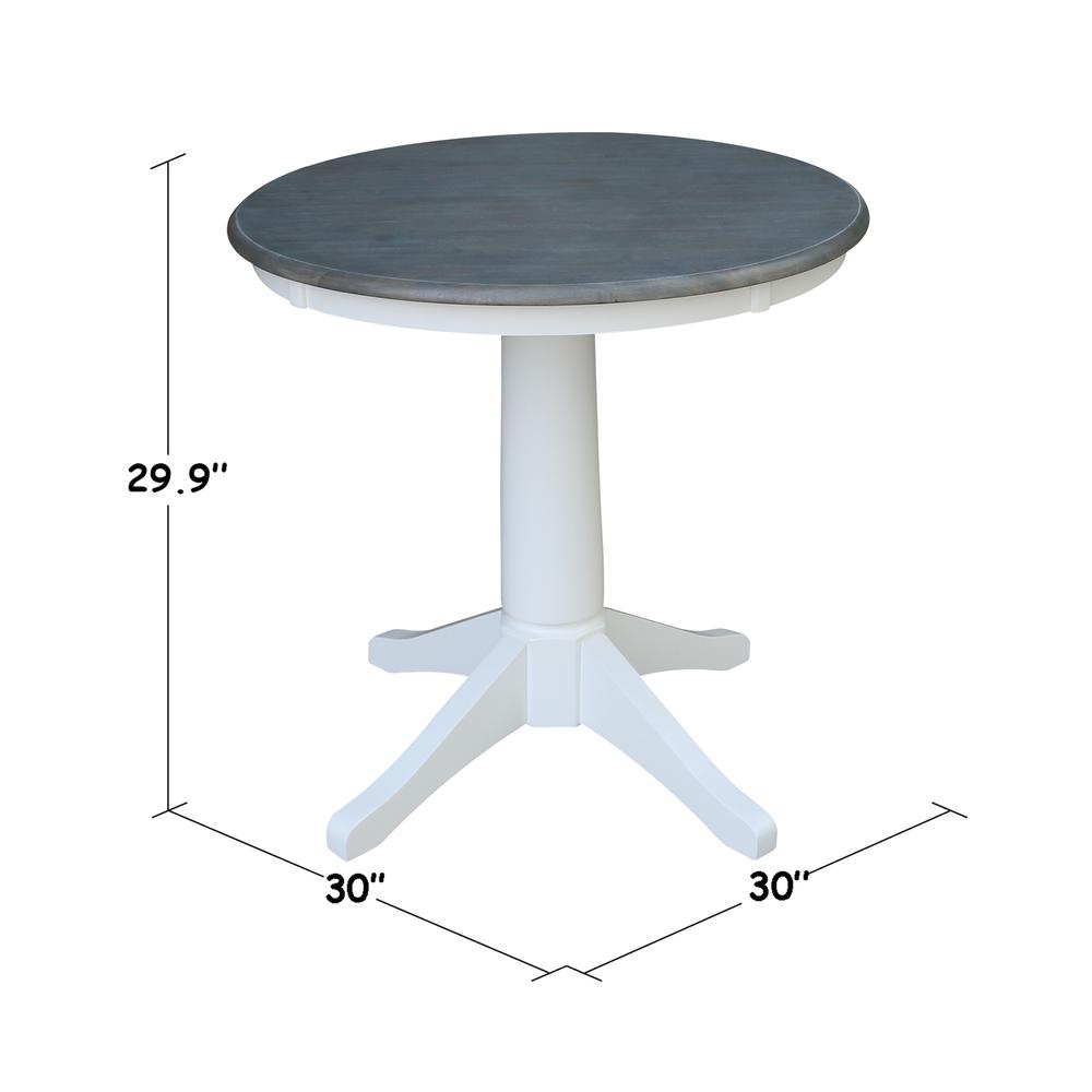 30" Round Top Pedestal Table - Dining Height - White/Heather Gray