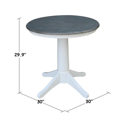 30" Round Top Pedestal Table - Dining Height - White/Heather Gray