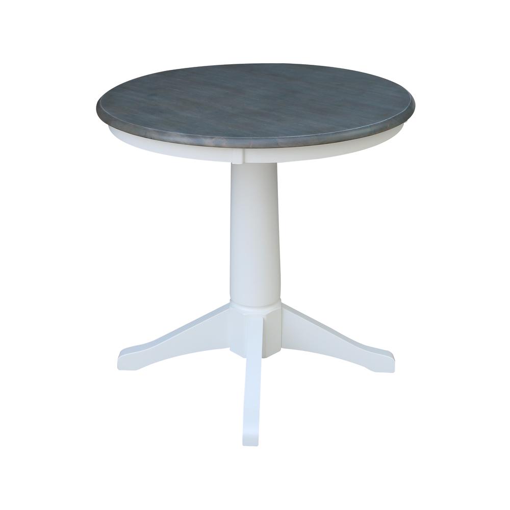 30" Round Top Pedestal Table - Dining Height - White/Heather Gray