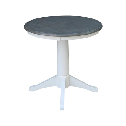 30" Round Top Pedestal Table - Dining Height - White/Heather Gray