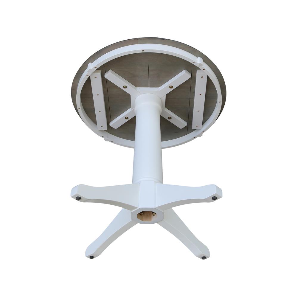 30" Round Top Pedestal Table - Dining Height - White/Heather Gray