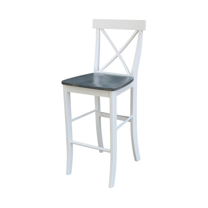 30" round pedestal bar Height table with 2 x-back  barHeight stools
