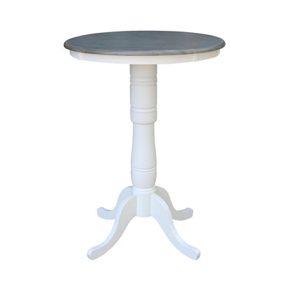 30" Round Top Pedestal Table - Bar Height - White/Heather Gray