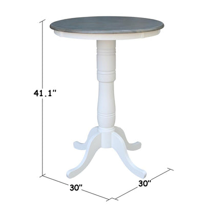 30" Round Top Pedestal Table - Bar Height - White/Heather Gray