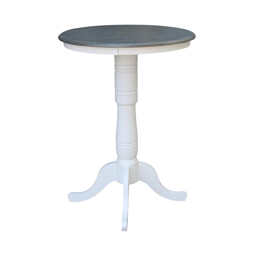 30" Round Top Pedestal Table - Bar Height - White/Heather Gray