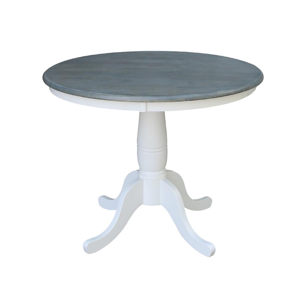 36" Round Top Pedestal Table - Dining Height - White/Heather Gray