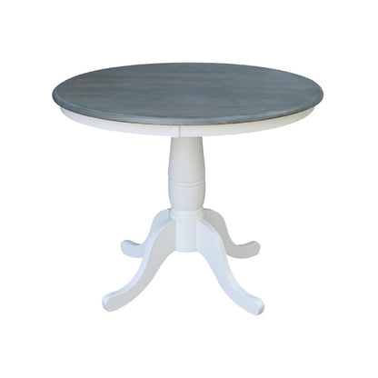 36" Round Top Pedestal Table - Dining Height - White/Heather Gray