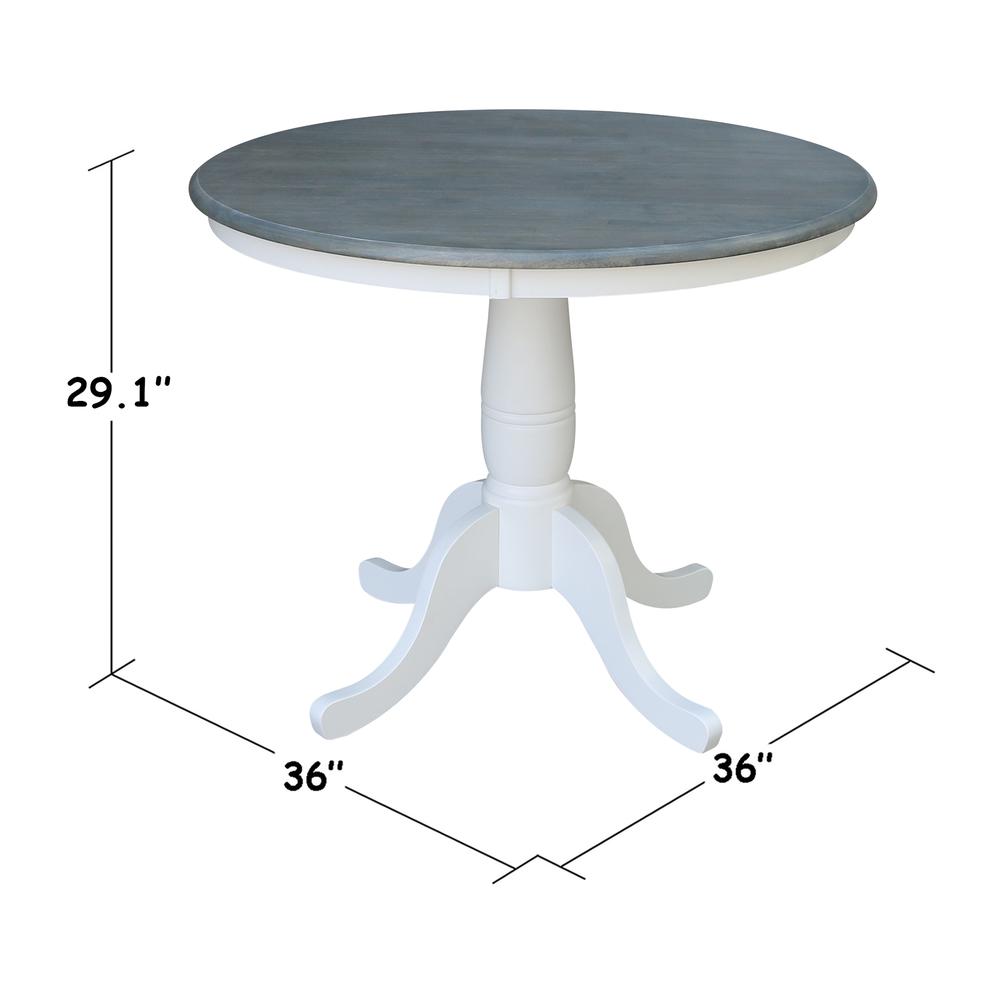 36" Round Top Pedestal Table - Dining Height - White/Heather Gray