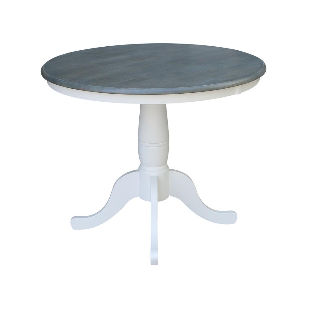 36" Round Top Pedestal Table - Dining Height - White/Heather Gray