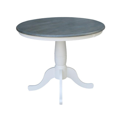 36" Round Top Pedestal Table - Dining Height - White/Heather Gray