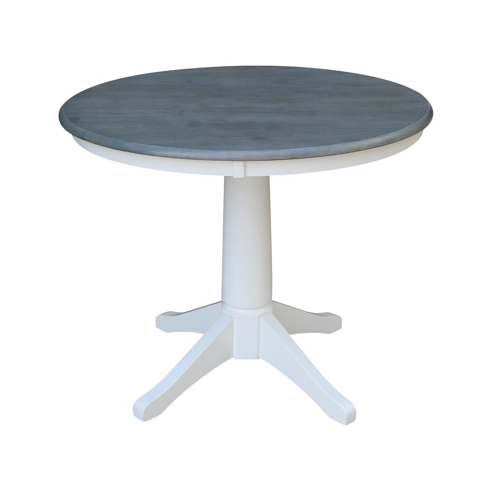 36" Round Top Pedestal Table - Dining Height - White/Heather Gray
