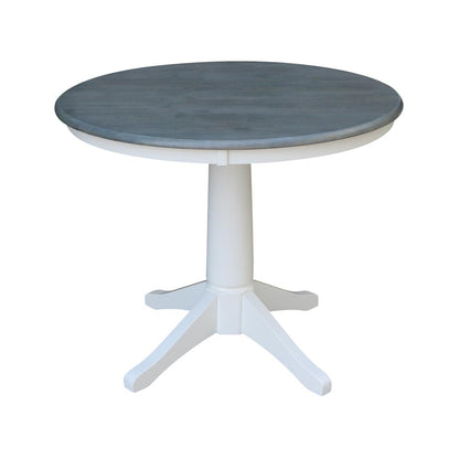 36" Round Top Pedestal Table - Dining Height - White/Heather Gray