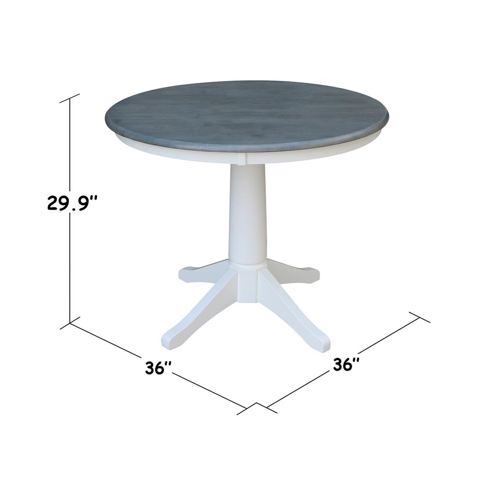 36" Round Top Pedestal Table - Dining Height - White/Heather Gray