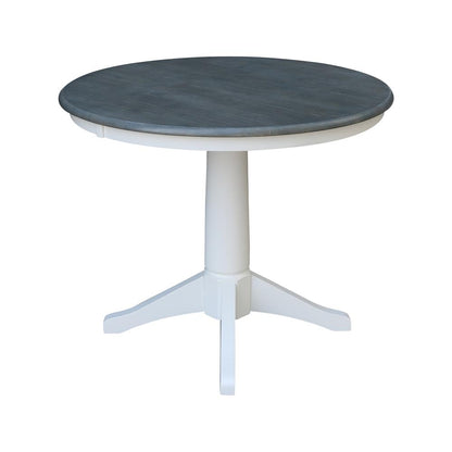 36" Round Top Pedestal Table - Dining Height - White/Heather Gray