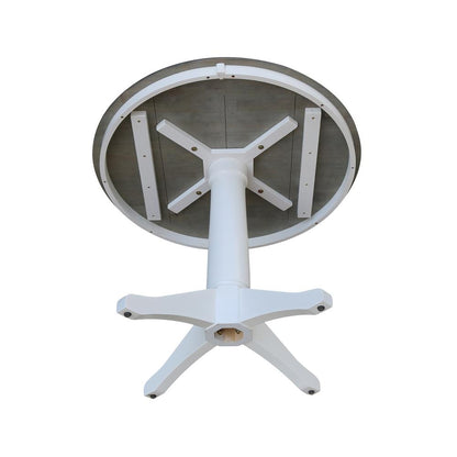 36" Round Top Pedestal Table - Dining Height - White/Heather Gray