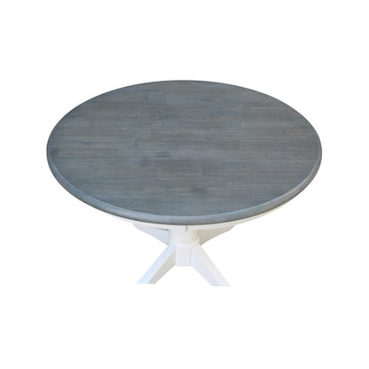 36" Round Top Pedestal Table - Dining Height - White/Heather Gray