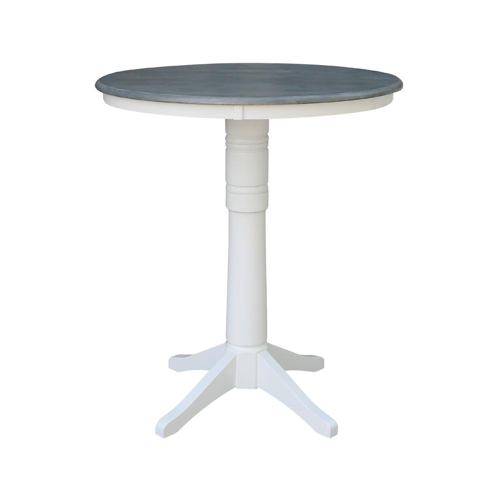 36" Round Top Pedestal Table - Bar Height - White/Heather Gray