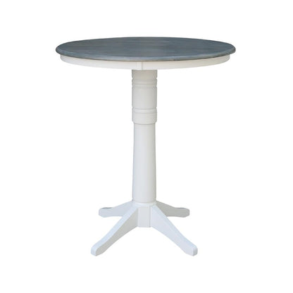 36" Round Top Pedestal Table - Bar Height - White/Heather Gray
