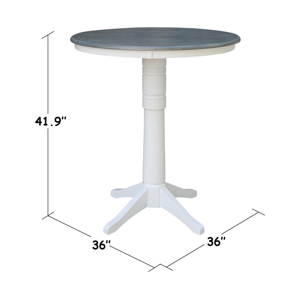 36" Round Top Pedestal Table - Bar Height - White/Heather Gray