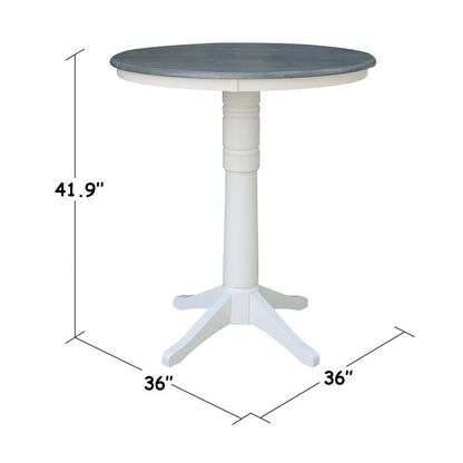 36" Round Top Pedestal Table - Bar Height - White/Heather Gray