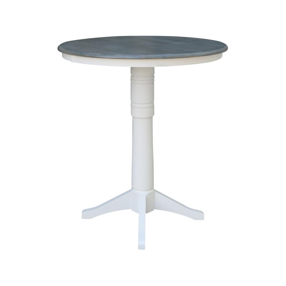 36" Round Top Pedestal Table - Bar Height - White/Heather Gray