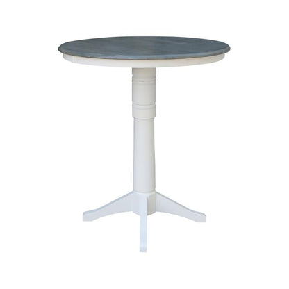 36" Round Top Pedestal Table - Bar Height - White/Heather Gray