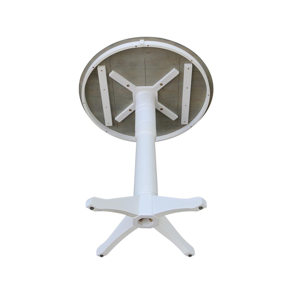 36" Round Top Pedestal Table - Bar Height - White/Heather Gray