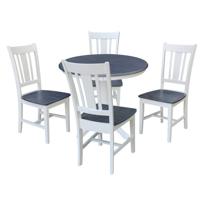 36 in Round Top Pedestal Dining Table with 4 Dining Chairs - 5 Piece Set