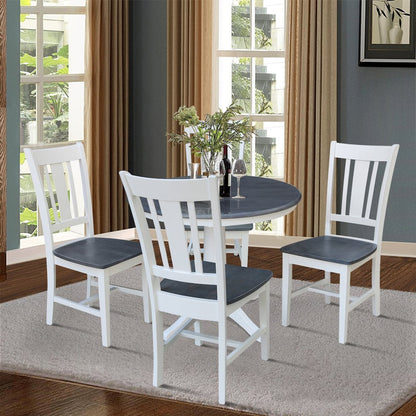 36 in Round Top Pedestal Dining Table with 4 Dining Chairs - 5 Piece Set
