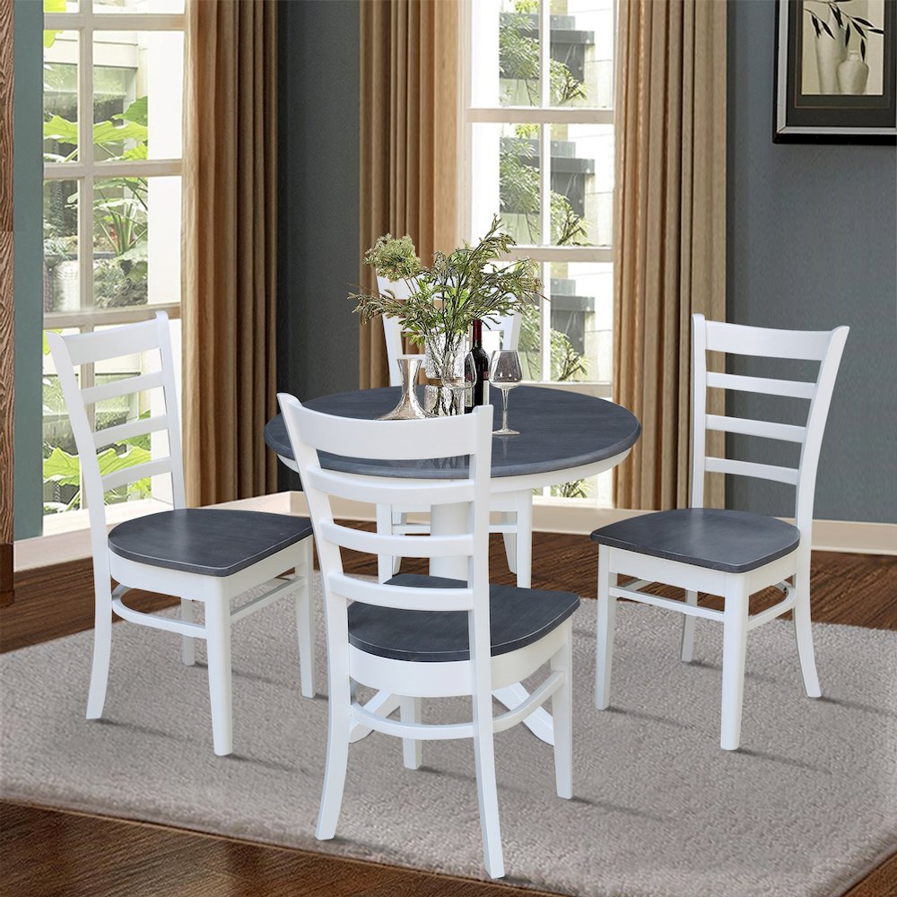 36 in Round Top Pedestal Dining Table with 4 Dining Chairs - 5 Piece Set