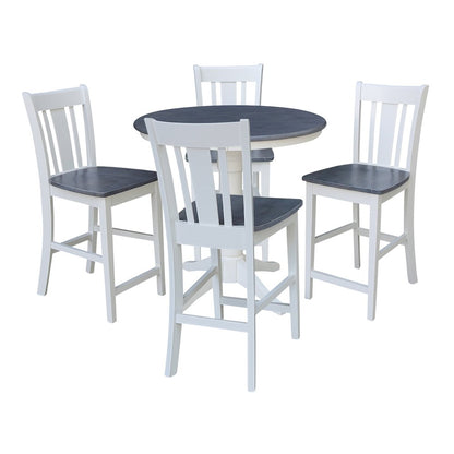 36 in Round Top Pedestal Counter Height Dining Table with 4 Stools - 5 Piece Set