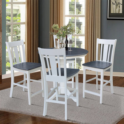 36 in Round Top Pedestal Counter Height Dining Table with 4 Stools - 5 Piece Set