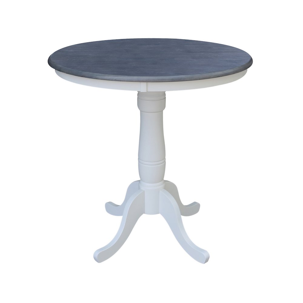 36in Round Pedestal Dining Table with 4 San Remo Counter Height Stools, 5Pcs Set