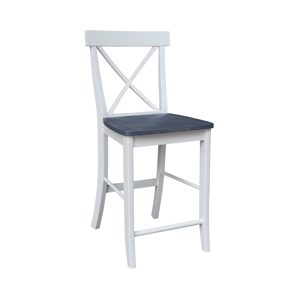 36 in Round Pedestal Dining Table with 4 X-back Counter Height Stools, 5Pcs Set