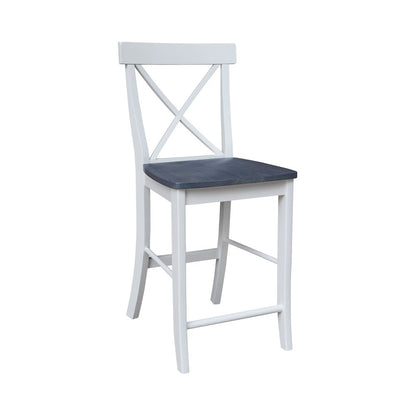 36 in Round Pedestal Dining Table with 4 X-back Counter Height Stools, 5Pcs Set