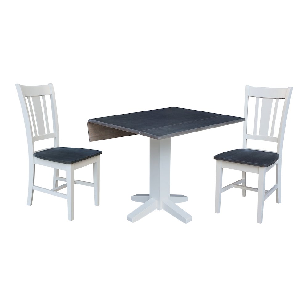 Set of 3 pcs - 36" Square Dual drop leaf dining table with 2 RTA chairs