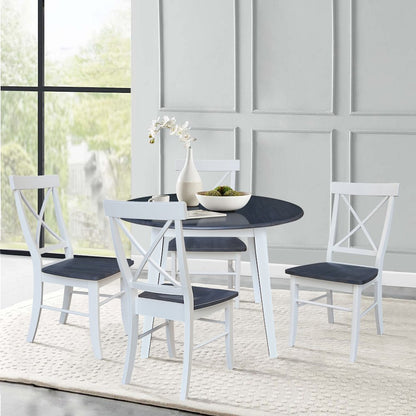 Set of 5 pcs - 42" Round Dual Drop Leaf Table with 4 RTA chairs