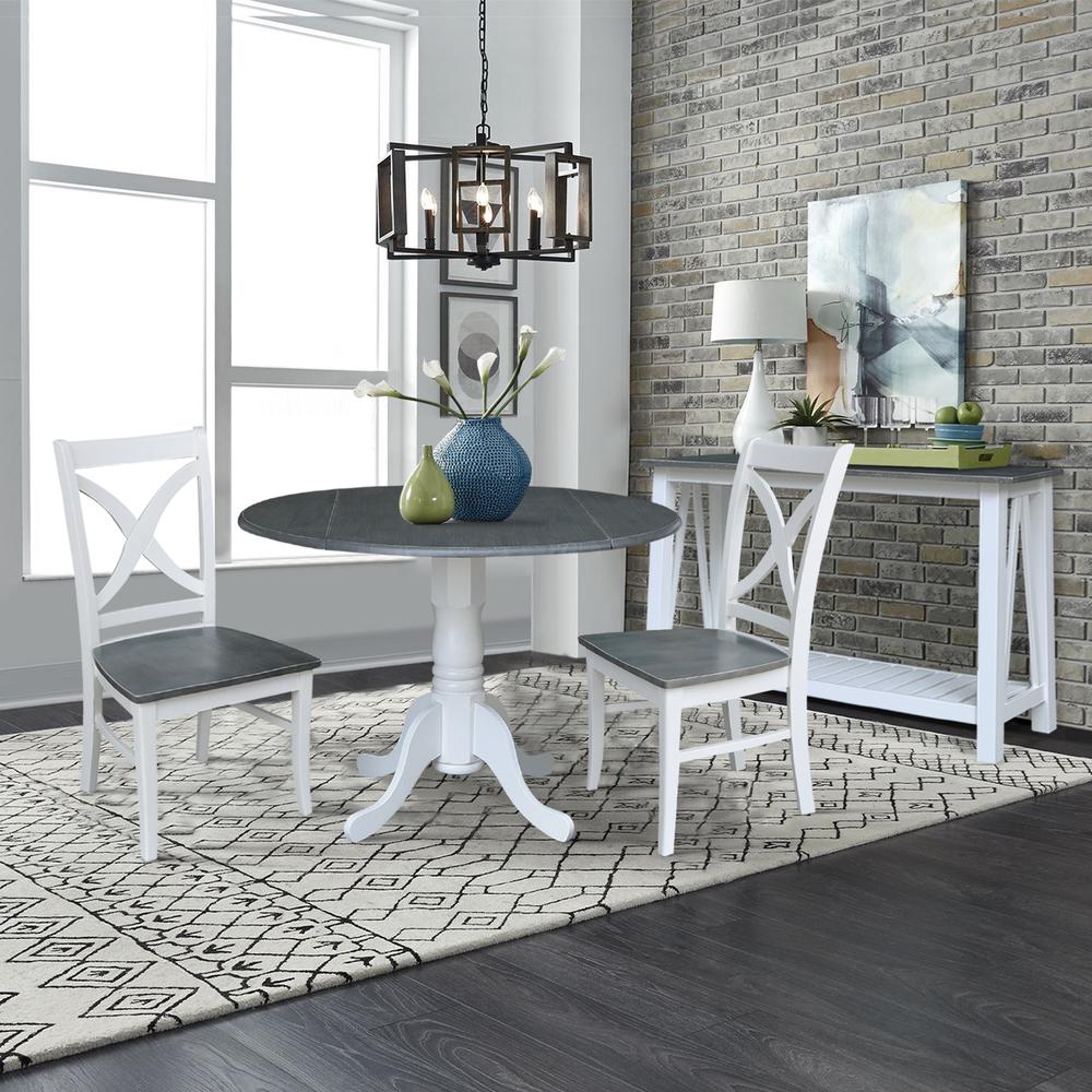42 in. Dual Drop Leaf Dining Table with 2 X-back Chairs - 3 Piece Dining Set