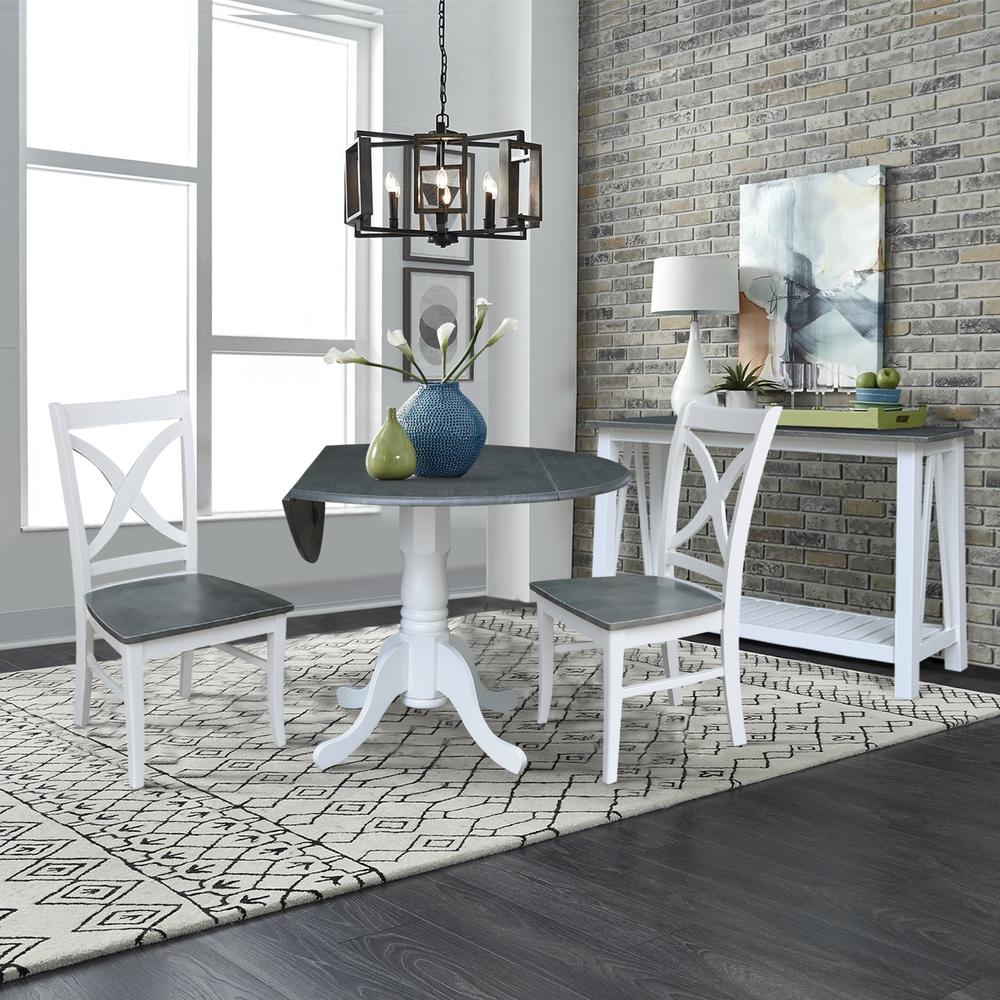42 in. Dual Drop Leaf Dining Table with 2 X-back Chairs - 3 Piece Dining Set
