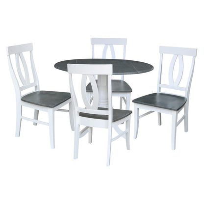 42 in. Dual Drop Leaf Dining Table with 4 Splat Back Chairs - 5 Piece Dining Set
