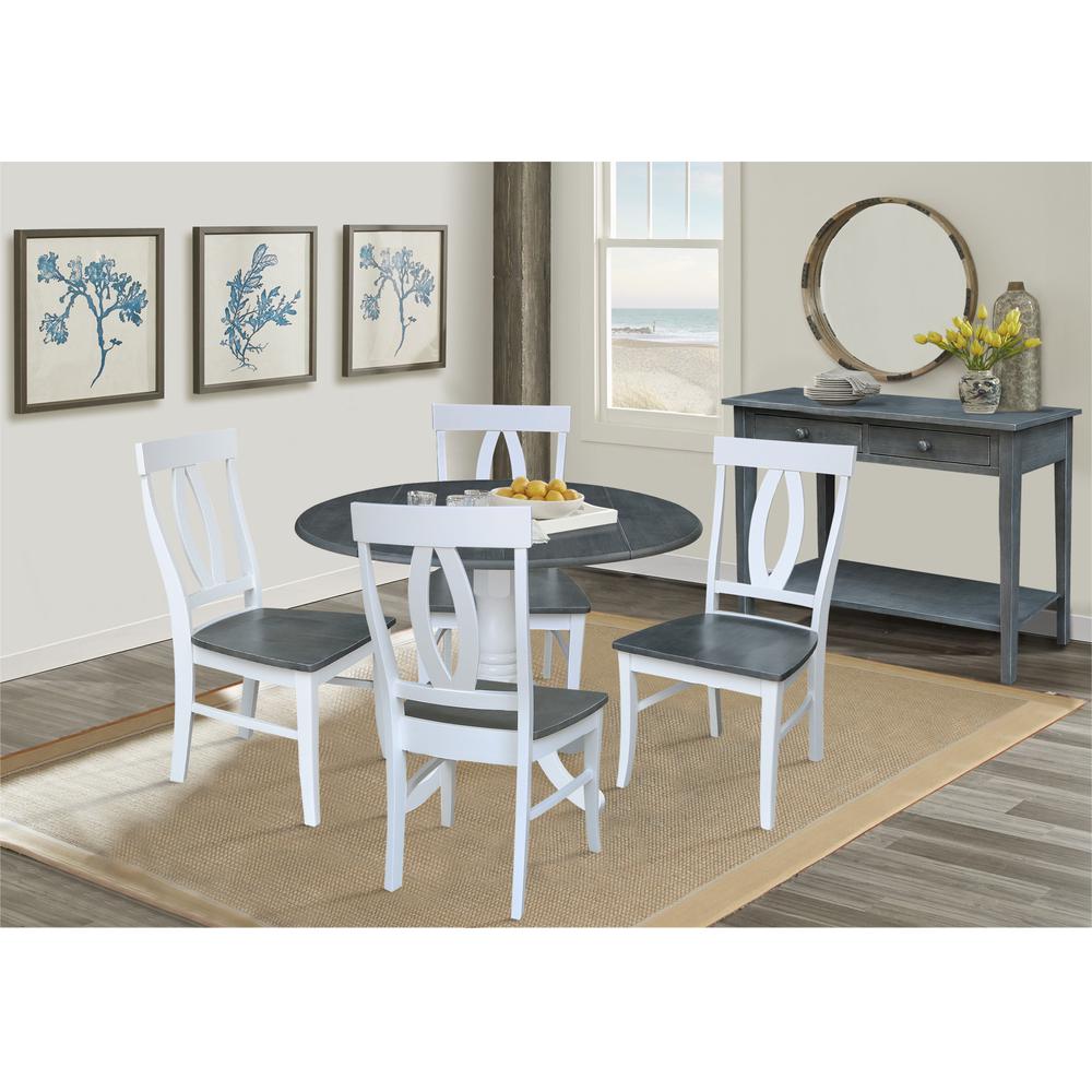 42 in. Dual Drop Leaf Dining Table with 4 Splat Back Chairs - 5 Piece Dining Set