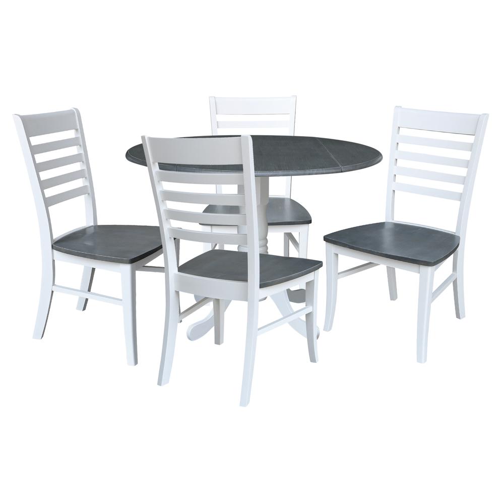 42 in. Dual Drop Leaf Dining Table with 4 Ladderback Chairs - 5 Piece Dining Set
