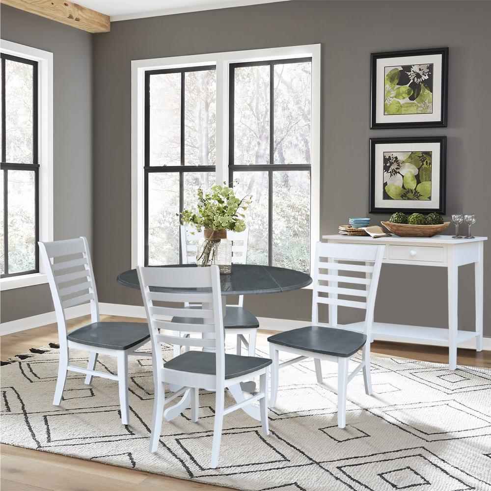 42 in. Dual Drop Leaf Dining Table with 4 Ladderback Chairs - 5 Piece Dining Set