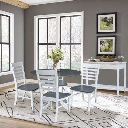 42 in. Dual Drop Leaf Dining Table with 4 Ladderback Chairs - 5 Piece Dining Set